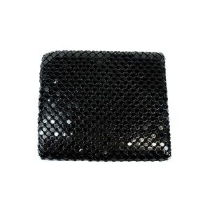 Vintage black mesh snap closure wallet w bill fold and kiss lock